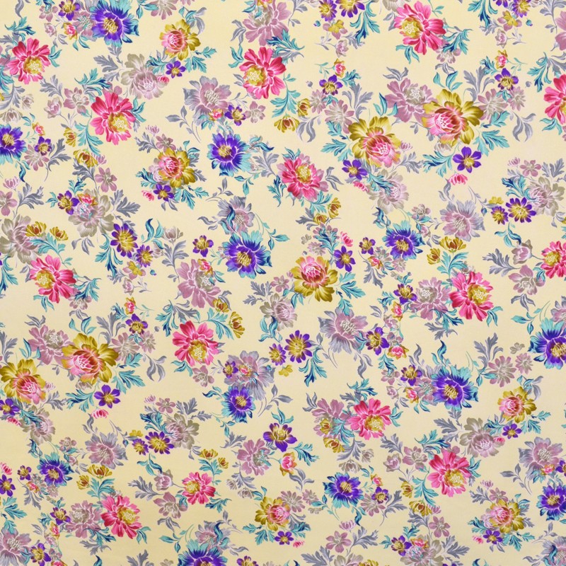 Tela Crepe Estampada Flor Pequeña Oriental Verde - Ribes y Casals