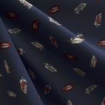 Georgette Fabric Feather Print Navy Blue Background - Ribes y Casals