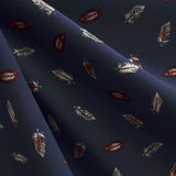 Georgette Fabric Feather Print Navy Blue Background - Ribes y Casals