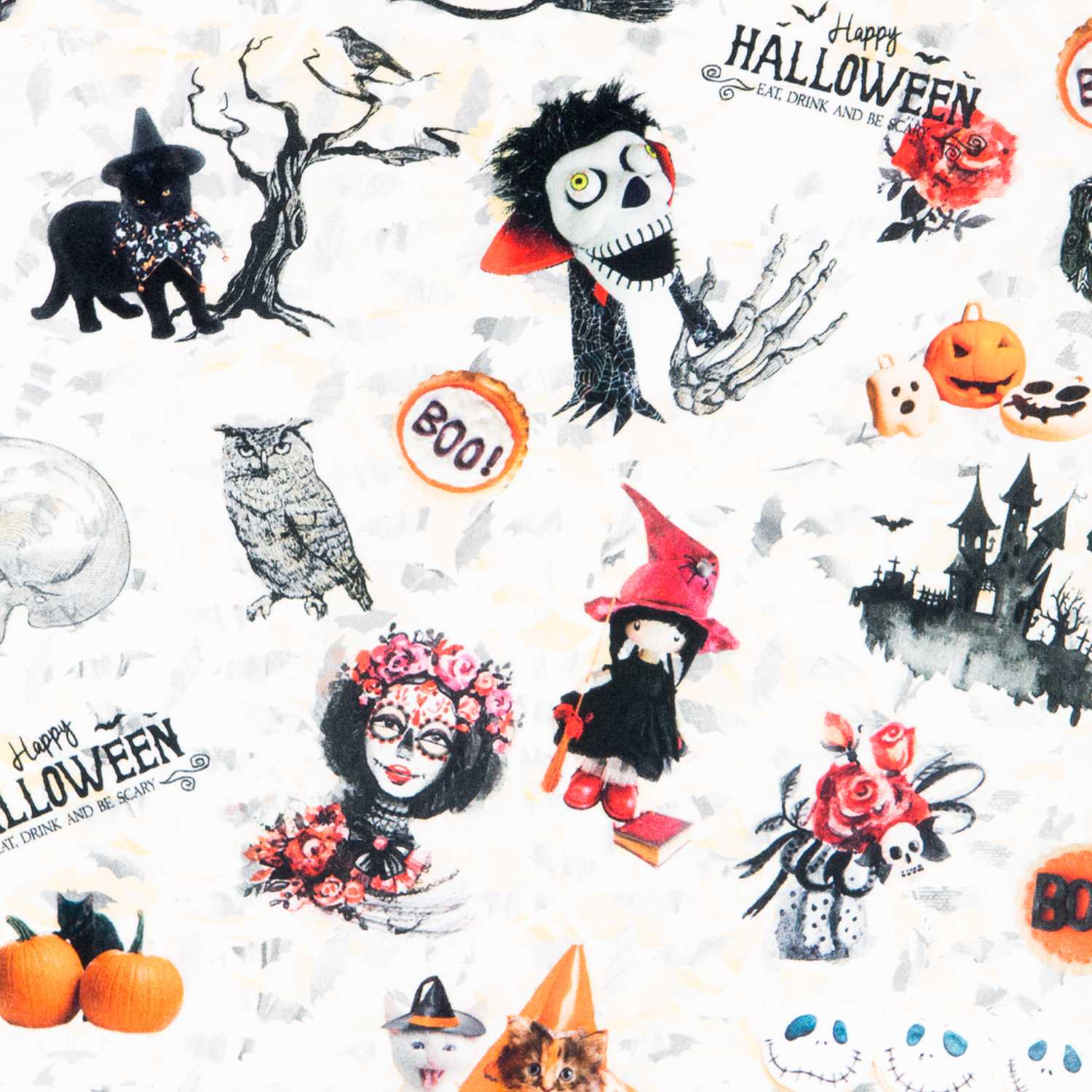 Fabric Spooky Halloween Cats - Ribes y Casals