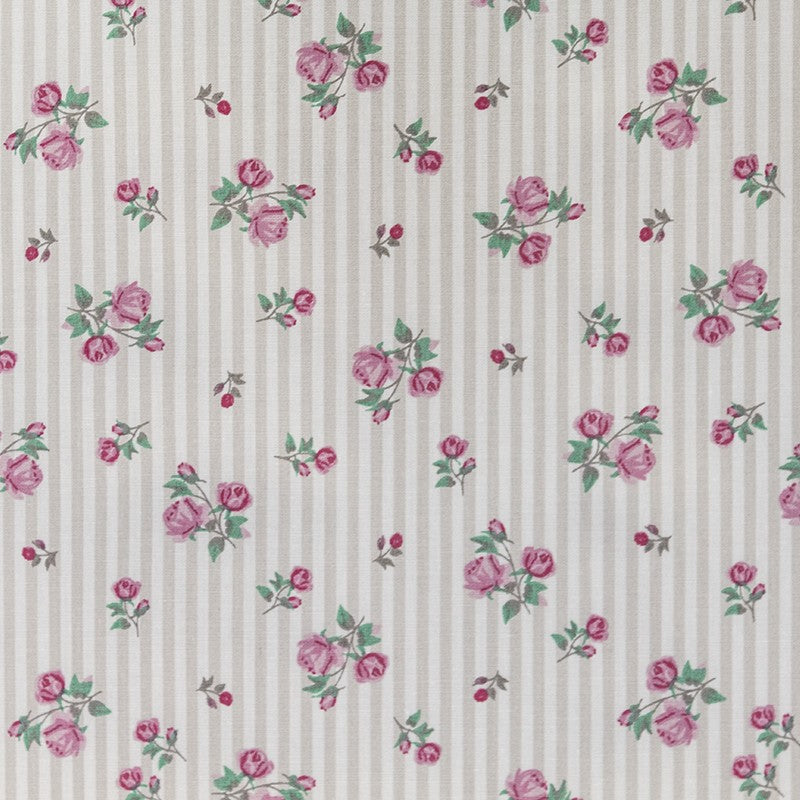 Tela Infantil Algodón Floral Rayas - Ribes y Casals