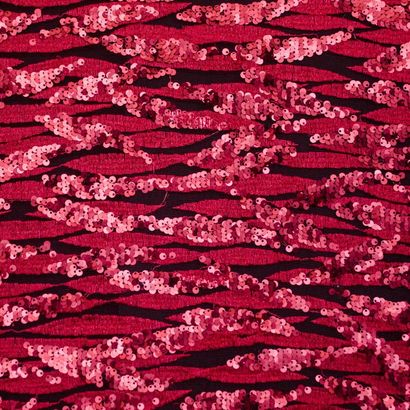 Fabric Sequins Leaves Red - Ribes y Casals
