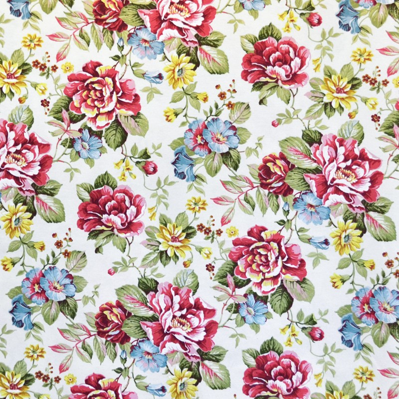 Printed Cotton Cloth Fuchsia Turquoise - Ribes y Casals