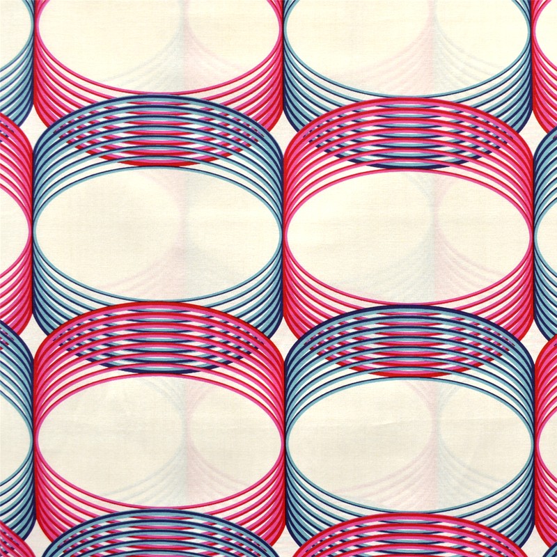 Canvas Fabric Ring Print Fuchsia - Ribes y Casals