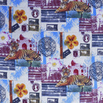 Tela Loneta Estampada Ruta 66 Cruda - Ribes y Casals