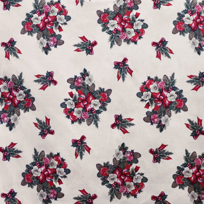Canvas Fabric Christmas Mistletoe Ecru - Ribes y Casals