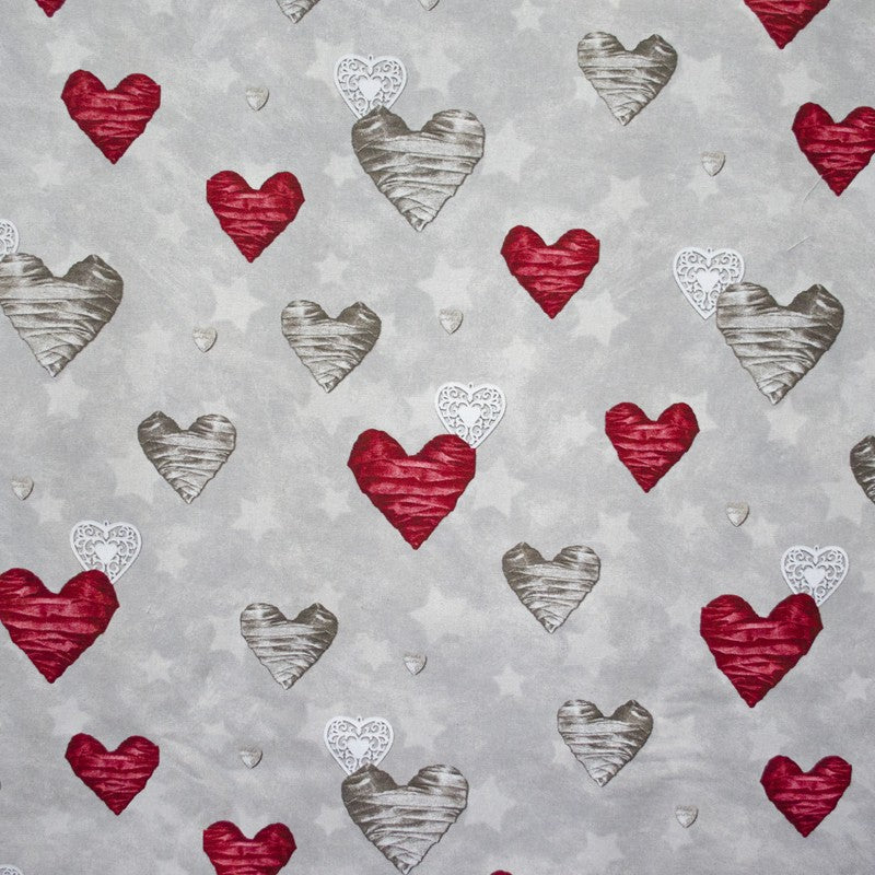 Cloth Christmas Hearts Grey - Ribes y Casals