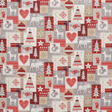 Canvas Fabric Patchwork Reindeer Red - Ribes y Casals