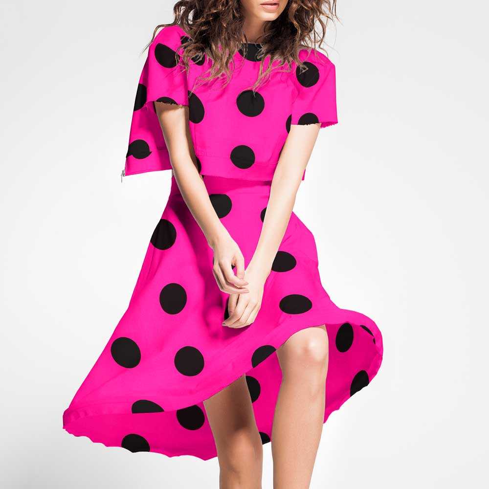 Black Polka Dot Fabric 55mm Fuchsia - Ribes y Casals