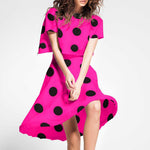 Black Polka Dot Fabric 55mm Fuchsia - Ribes y Casals