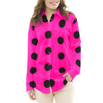 Black Polka Dot Fabric 55mm Fuchsia - Ribes y Casals