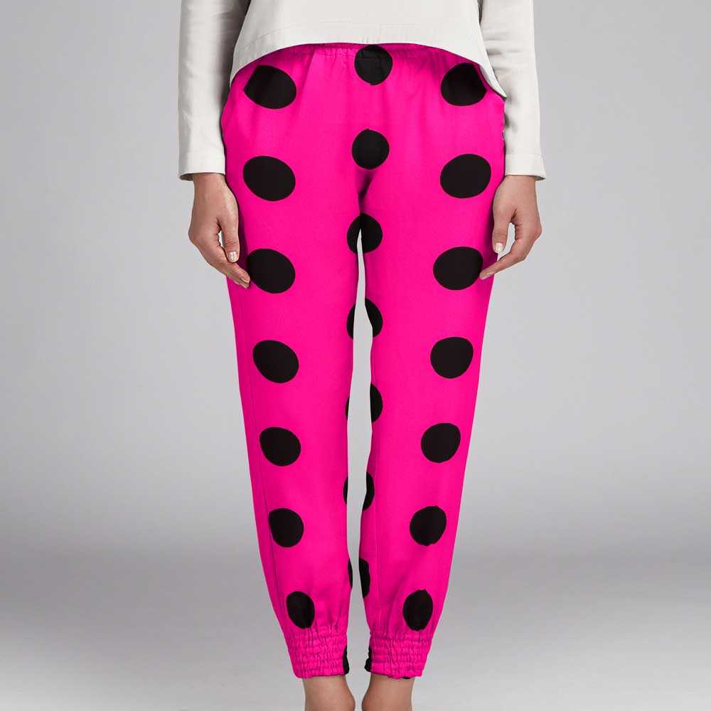 Black Polka Dot Fabric 55mm Fuchsia - Ribes y Casals