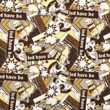 Lycra Fabric Comic Print Brown - Ribes y Casals