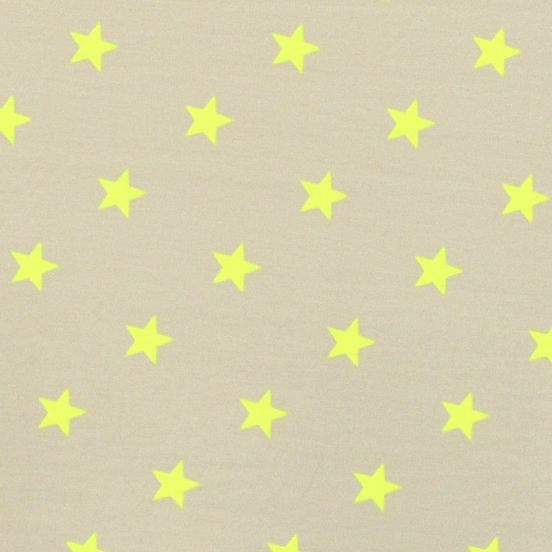 Lycra Fabric Star Print Neon Yellow - Ribes y Casals