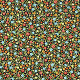Lycra Fabric Flower Print Black Background - Ribes y Casals