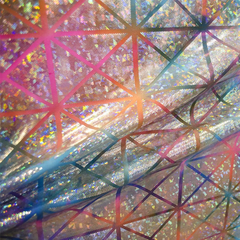 Lycra Hologram Diamonds Fuchsia Coral - Ribes y Casals