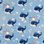 Minky Whale Blue Background - Ribes y Casals