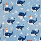 Minky Whale Blue Background - Ribes y Casals
