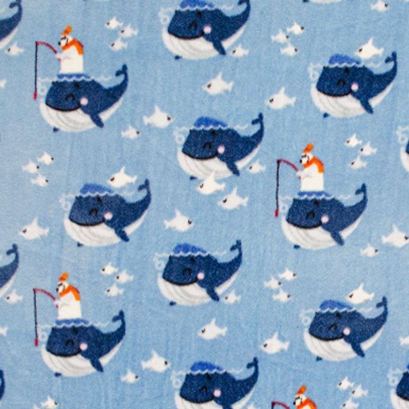 Minky Whale Blue Background - Ribes y Casals