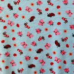 Minky Fabric Tiny Creature Print Blue - Ribes y Casals