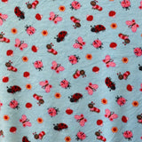 Minky Fabric Tiny Creature Print Blue - Ribes y Casals