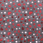 Minky Fabric Heart Print Grey Background - Ribes y Casals