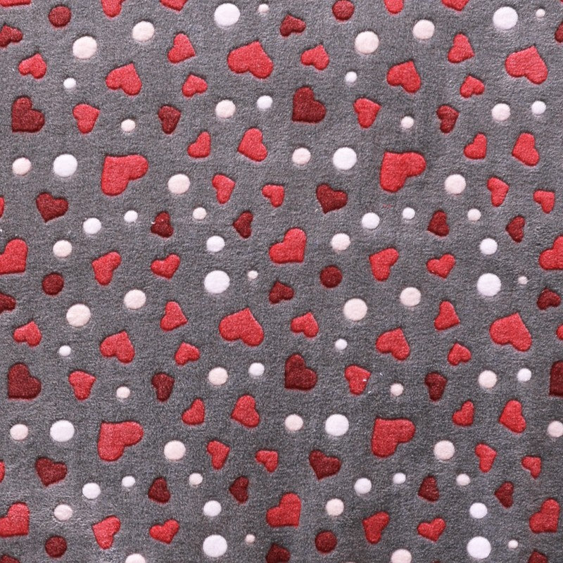Minky Fabric Heart Print Grey Background - Ribes y Casals
