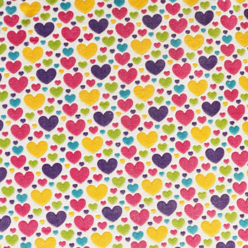 Minky Fabric Heart Print Multicolour - Ribes y Casals