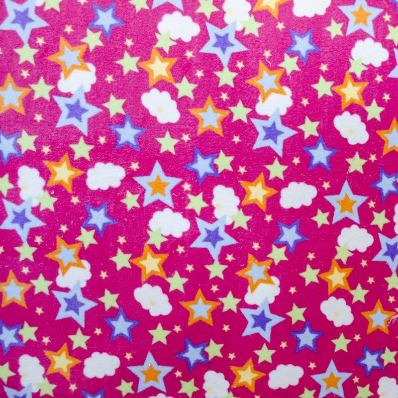 Minky Stars Clouds Fuchsia - Ribes y Casals