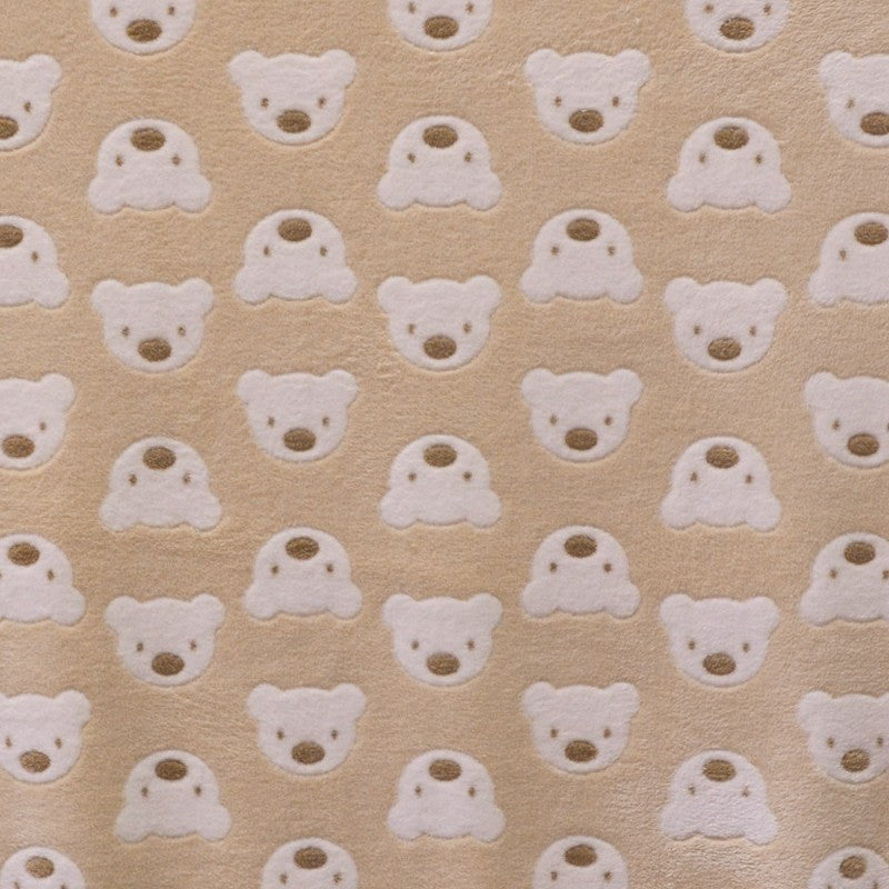 Minky Fabric Bear Print Camel Background - Ribes y Casals