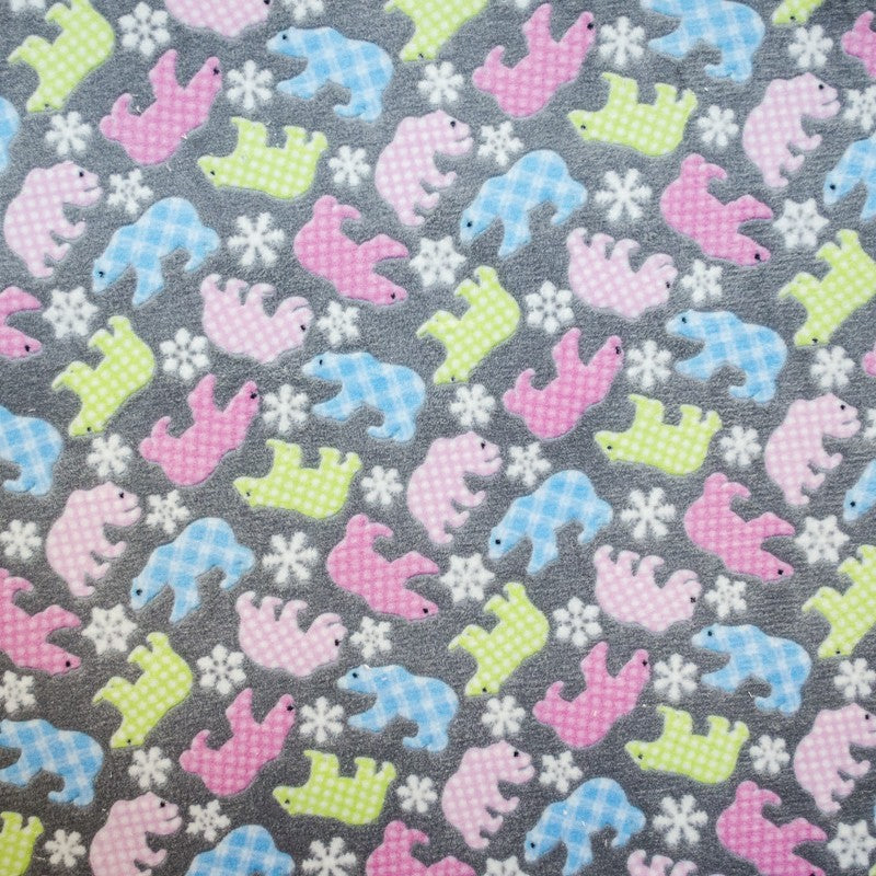 Minky Multicolour Bears Grey - Ribes y Casals