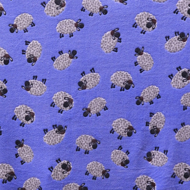 Minky Fabric Sheep Print Blue - Ribes y Casals