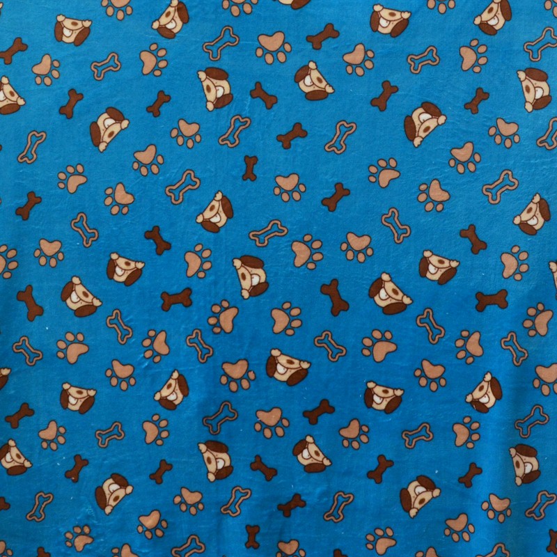 Minky Fabric Dog Print Duck Blue - Ribes y Casals