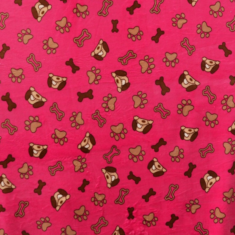 Minky Fabric Dog Print Fuchsia - Ribes y Casals