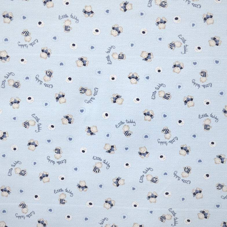 Printed Piqué Fabric Little Bears Sky Blue - Ribes y Casals