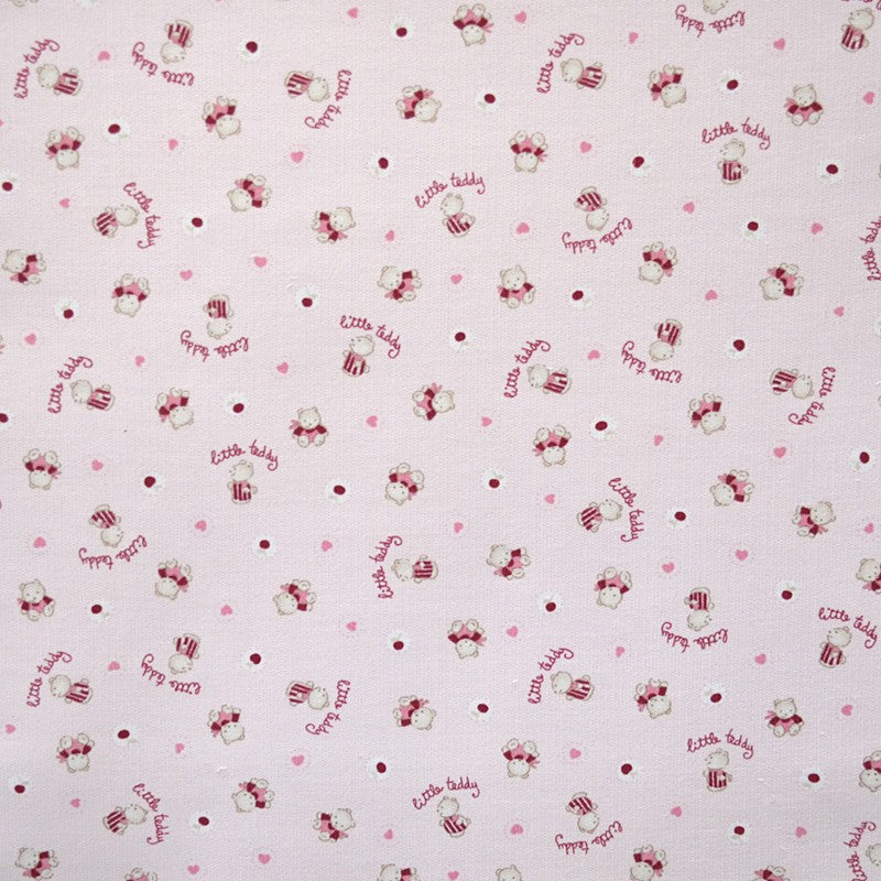 Printed Pique Fabric Little Bears Baby Pink - Ribes y Casals