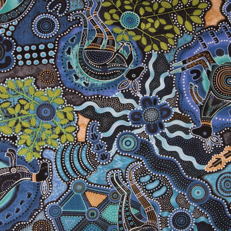 WAX Fabric Kangaroo Blue - Ribes y Casals