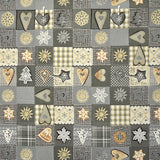 Patchwork Christmas Fabric Grey - Ribes y Casals