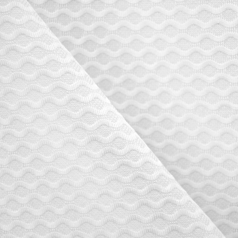 Cotton Piqué Fabric Wave Design White - Ribes y Casals