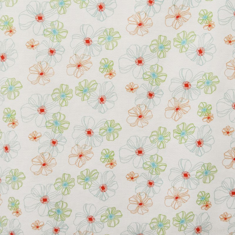 Blue Green Flower Print Piqué Fabric - Ribes y Casals
