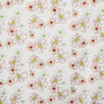 Piqué Fabric Flower Print Red/Blue - Ribes y Casals