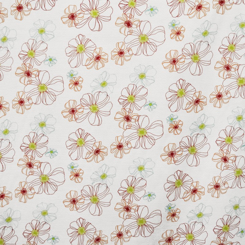 Piqué Fabric Flower Print Red/Blue - Ribes y Casals