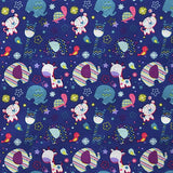 Cotton Poplin Fabric Animals Purple - Ribes y Casals