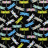 Cotton Poplin Fabric Creatures Black Background - Ribes y Casals