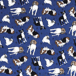 Cotton Poplin Fabric Pug Dog Blue Background - Ribes y Casals