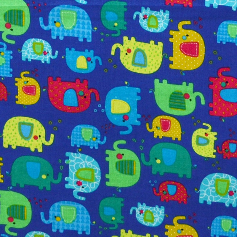 Cotton Poplin Fabric Elephant Blue - Ribes y Casals