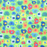 Cotton Poplin Fabric Elephant Apple Green - Ribes y Casals