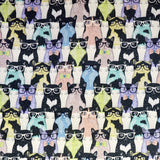 Cotton Poplin Kitties with Glasses Multicolor - Ribes y Casals