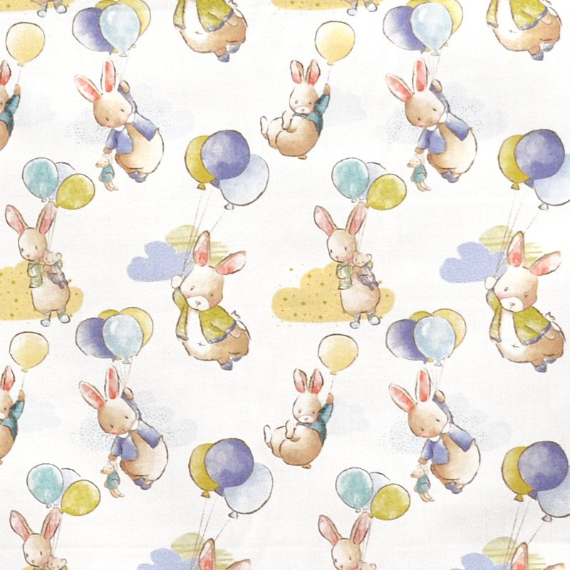 Cotton Poplin Fabric Little Rabbit Print White - Ribes y Casals
