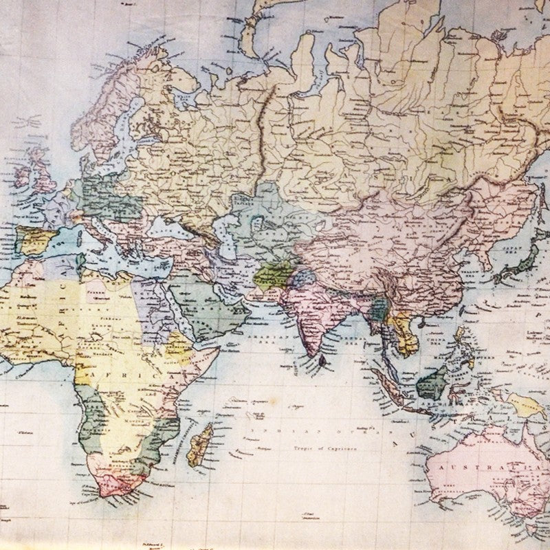 Cotton Poplin World Map Sand - Ribes y Casals